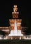 Castle Castello Sforzesco in Milano illuminated at night