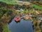 Castle Cervena Lhota in Czech Republic - aerial view