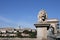 Castle and chain bridge lion statue Budapest