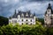The castle of Chenonceau. View from the vineyard