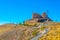 Castle at Consuegra surrounded with white windmills, Spain