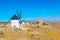 Castle at Consuegra surrounded with white windmills, Spain