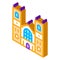 Castle facade isometric icon vector illustration