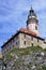 Castle with famous round tower in Cesky Krumlov