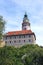 Castle with the famous round tower in Cesky Krumlov