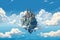 Castle floating in the sky. Neural network generated image