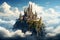 Castle floating in the sky. Neural network generated image