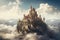 Castle floating in the sky. Neural network generated image