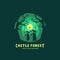 Castle forest logo with flat design