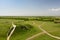 Castle foundations and the archaeological site as seen from Burana tower. Tokmok. Chuy Region. Kyrgyzstan