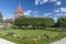 Castle Garden in Lower Bastion, Imperial Castle and Tiergartnertor, Nuremberg, Franconia, Bavaria, Germany.