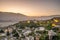 Castle of Gjirokastra and Old town of Gjirokaster at dawn in Southern Albania