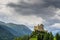 Castle on a green hill in Switzerland