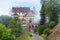 Castle of Heiligenberg in mist, Linzgau, Germany. This Renaissance castle is a landmark of Baden-Wurttemberg