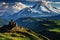 Castle on Hill with Mountain Background