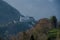 Castle Hohenwerfen at the Austrian alps, foggy morning