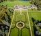 Castle Howard stately home and formal garden from above