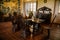 Castle interior. Old dining room with renaissance furniture, table and chairs. Castle Grabstejn, Ancient medieval gothic chateau