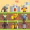 Castle and Knights. Medieval Game Vector Set