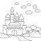 Castle line vector illustration in the forest