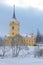 Castle of Marienthal Bip, gloomy December day. Pavlovsk, Russia
