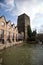 Castle Mill Stream with a view of Oxford Castle and Prison, Oxford, UK