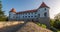 Castle Mokrice on a spring evening with dramatic clouds