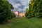 Castle Mokrice on a spring evening with dramatic clouds