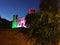 The Castle of Moncalieri town, Piedmont region, Italy. Night, palace and Italian flag