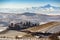 Castle and mount Viso in northern italy, langhe region, piedmont