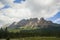 Castle Mountains peak in Banff National Park, Alberta, Canada, in summer. Montain scenic landscape with amazing cloudy sky