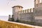 Castle in the north of Italy near the lake. Ancient castle and b