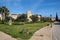 Castle outside garden in Badajoz, Spain