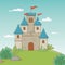 Castle with pennants design vector illustration