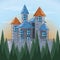 Castle and pine trees design