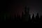 Castle in pine wild spooky dark night in mystic fog, Horror scene, Holiday event Happy Halloween background concept.