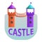 Castle playground towers logo, cartoon style