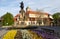 Castle Podebrady with statue, Czech Republic