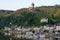 Castle Reichsburg sits above the medieval town of Cochem on the Mosel River, Germany