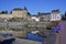 Castle and river of Mayenne in France