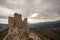 The castle of Rocca Calascio at sunset in the province of L`Aquila in Abruzzo