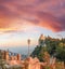 Castle Rocca della Guaita against sunset in San Marino republic, Italy