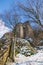 Castle ruin Alt Eberstein in Ebersteinburg - Baden-Baden with snow