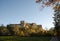 Castle ruin in fall season colors