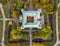 The castle in Rydzyna, seen from above in autumn