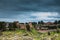 Castle of San Servando under storm clouds