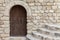 Castle of Sant Marti, detail door, historic monument in Penedes