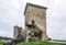 Castle of Santa Gadea del Cid with a dark sky in Burgos