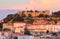 Castle Sao Jorge at sunset in Lisboa, Portugal