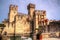 Castle of Scaligers on shore of Lake Garda in resort town of Sirmione, Italy.